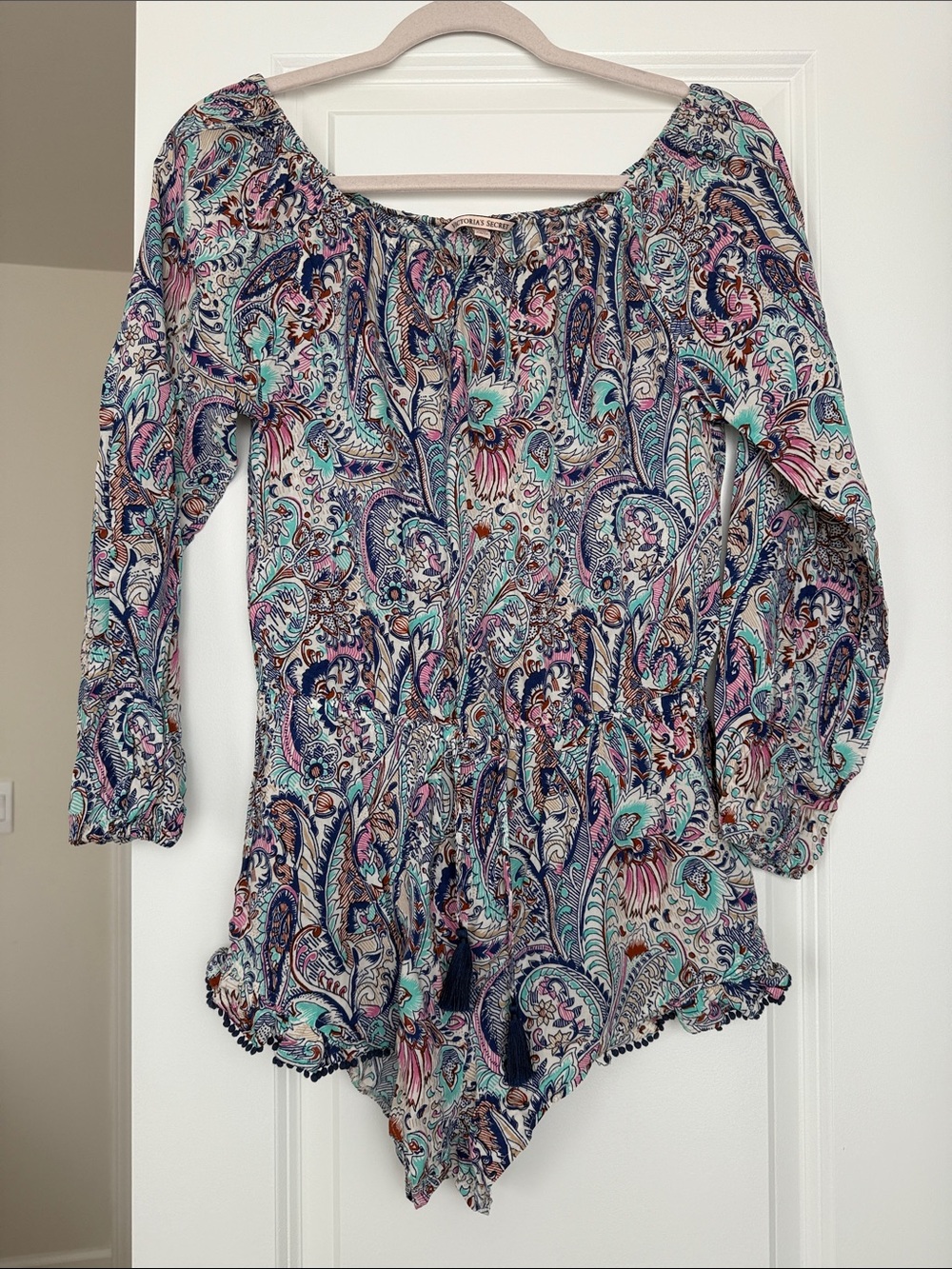 Victoria's Secret Paisley Off-Shoulder beach romper in Multi-Color XS